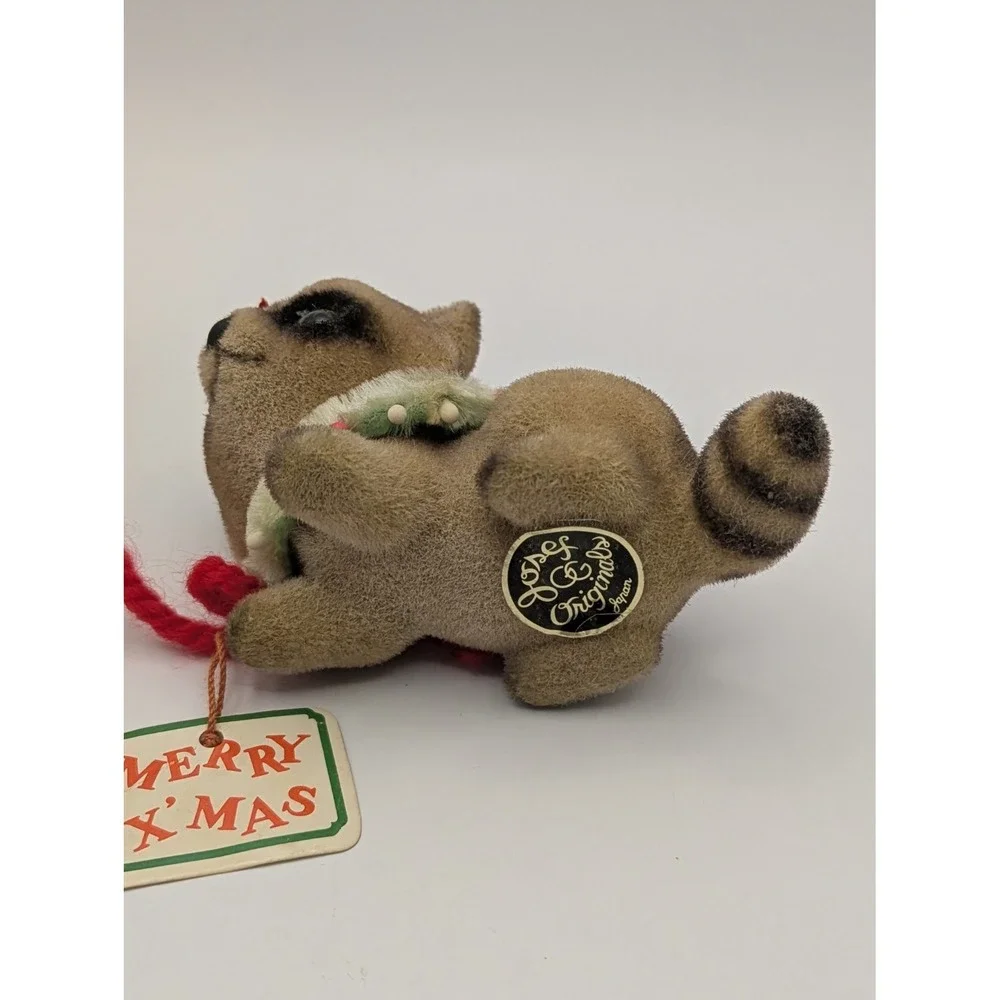 Josef Fuzzy Wazzy Bears Raccoon Christmas Ornaments Drum Doll Horse Lot Of 6‎